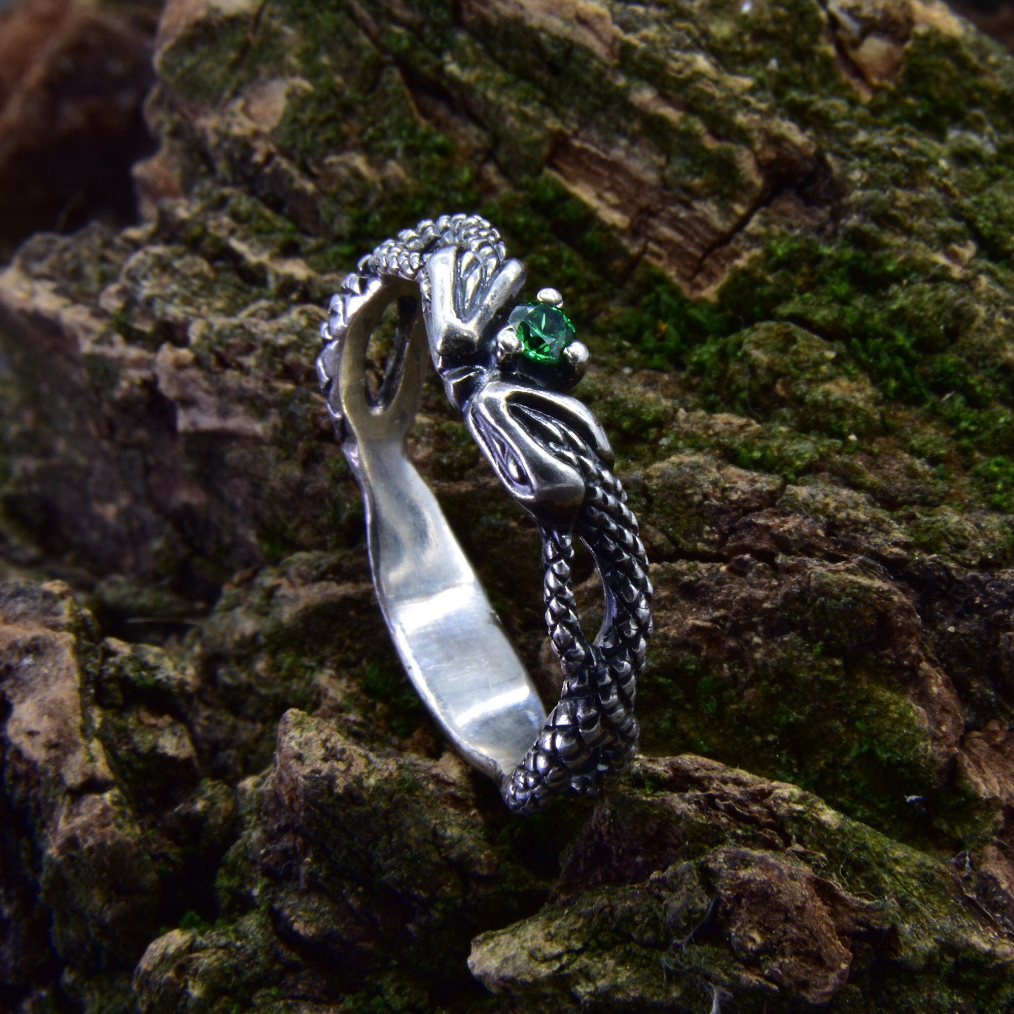 Mystical Celtic Dragon Snake Fantasy Wedding Ring in Silver - Etsy