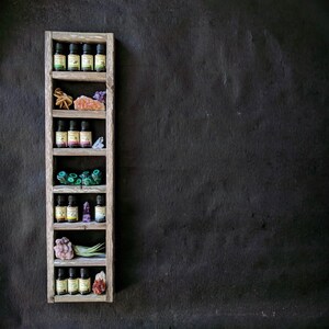 7-tier Ladder Shelf · choice of finish · essential oil shelf · geometric wood art · crystal display shelf · skinny shelf image 7