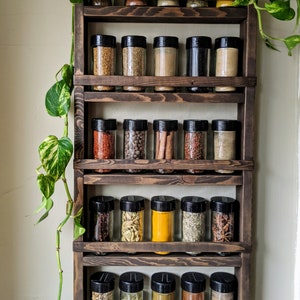 Wall Spice Rack · wooden shelf · kitchen organization idea · essential oil rack · kitchen shelves · spices · pantry organization · jar shelf