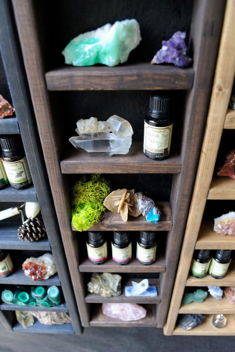 7-tier Ladder Shelf · choice of finish · essential oil shelf · geometric wood art · crystal display shelf · skinny shelf image 6