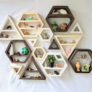 7-tier Ladder Shelf · choice of finish · essential oil shelf · geometric wood art · crystal display shelf · skinny shelf image 9