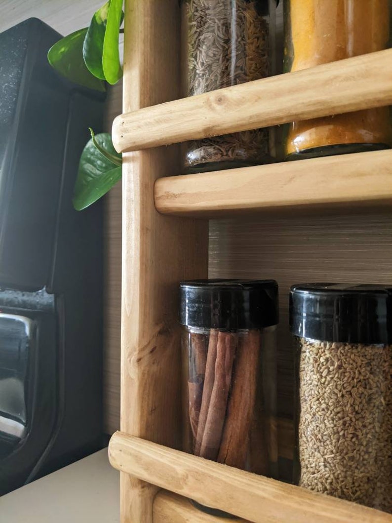 Countertop Spice Rack Wooden Shelf Kitchen Organization Etsy