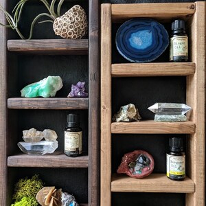 7-tier Ladder Shelf · choice of finish · essential oil shelf · geometric wood art · crystal display shelf · skinny shelf image 3