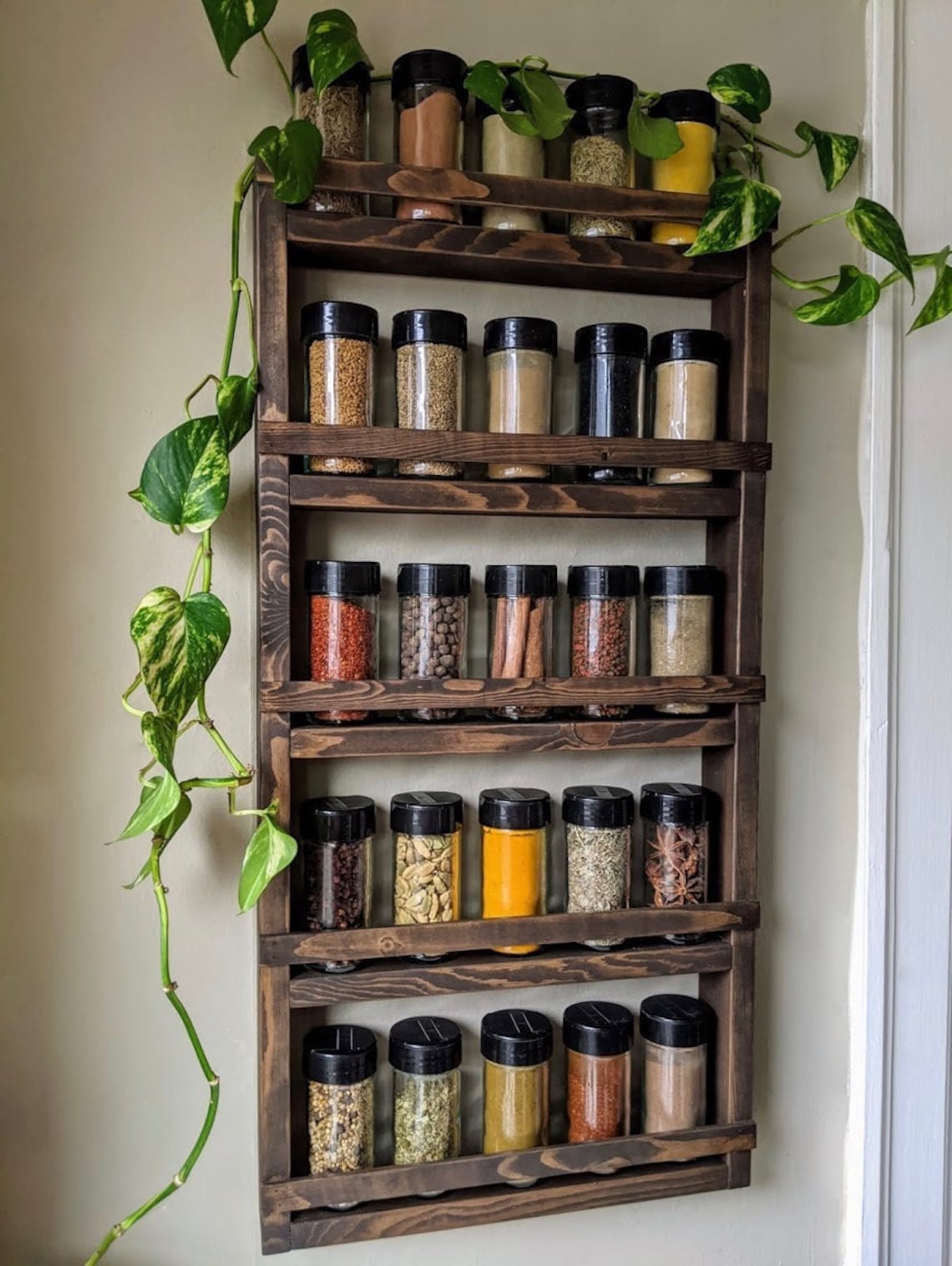 Wall Spice Rack wooden shelf kitchen organization idea Etsy