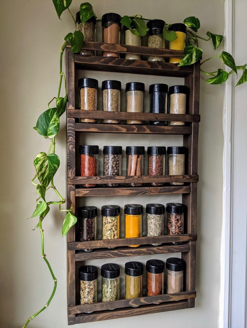 Spice Rack, Mason Jar Shelf, Chefs Spice Rack Organizer, Wall Mounted Spice  Rack, Kitchen Spice Storage, Spice Storage Ideas, Country Living 