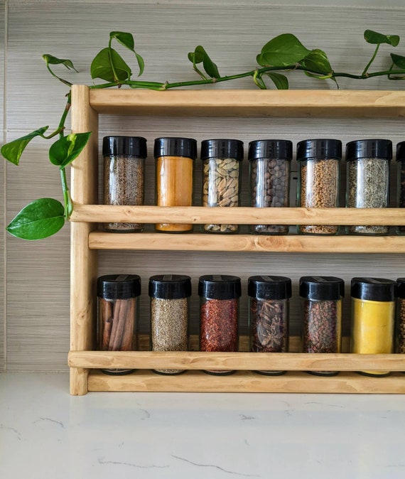 Wooden spice rack: wall mount/countertop spice organizer