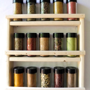 Wall Spice Rack  · storage for spices · kitchen organization · essential oil shelf · Wood spice rack
