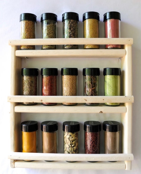 Wall Spice Rack Wooden Shelf Kitchen Organization Idea Essential Oil Rack  Kitchen Shelves Spices Pantry Organization Jar Shelf 