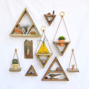7-tier Ladder Shelf · choice of finish · essential oil shelf · geometric wood art · crystal display shelf · skinny shelf image 8