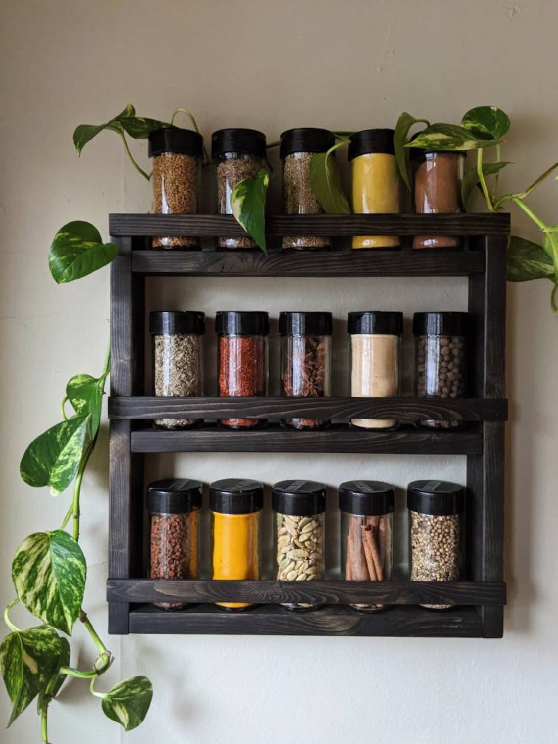 Wall Spice Rack wooden shelf kitchen organization idea Etsy