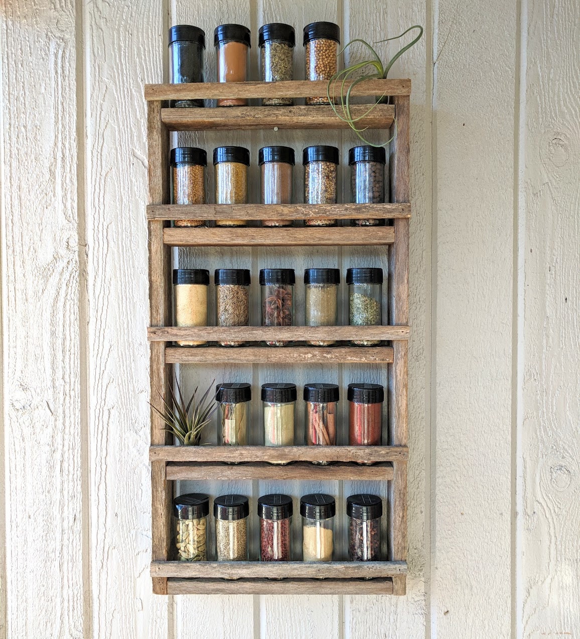 Reclaimed Wood Spice Rack kitchen organization ideas spice Etsy