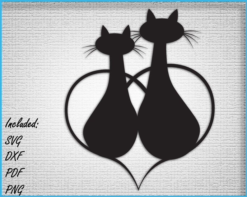 Cats, Hearts, SVG cut file, Cut files Hearts, SVG Files for Cricut image 2