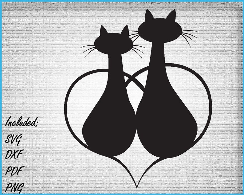 Cats, Hearts, SVG cut file, Cut files Hearts, SVG Files for Cricut image 3