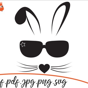 Bunny face Svg Bunny svg  Boy Svg files for Cricut Silhouette Cameo Rabbit Svg  Shirt Svg Bunny with glasses Svg Dxf Png