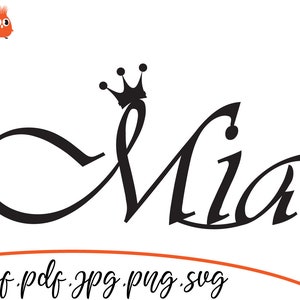 Mia, Beautiful Baby Names, SVG cut  file, Cut files Beautiful Baby Names, SVG files for cricut