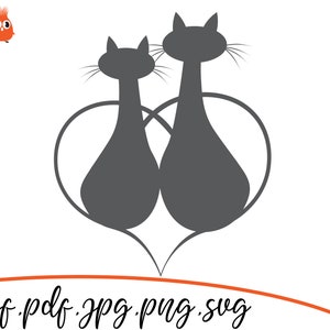 Cats, Hearts, SVG cut file, Cut files Hearts, SVG Files for Cricut image 1