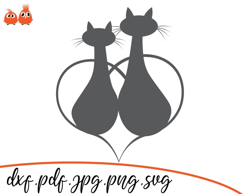 Cats, Hearts, SVG cut file, Cut files Hearts, SVG Files for Cricut image 1