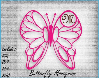 Butterfly Monogram, SVG cut  file, Cut files , Butterfly Monogram SVG