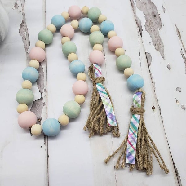 Rustic Spring Easter Bead Garland for Tiered Trays and Farmhouse Rae Dunn Decor