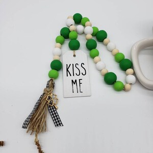 KISS ME St Patrick's Day Bead Garland For Rae Dunn Farmhouse Kitchen...