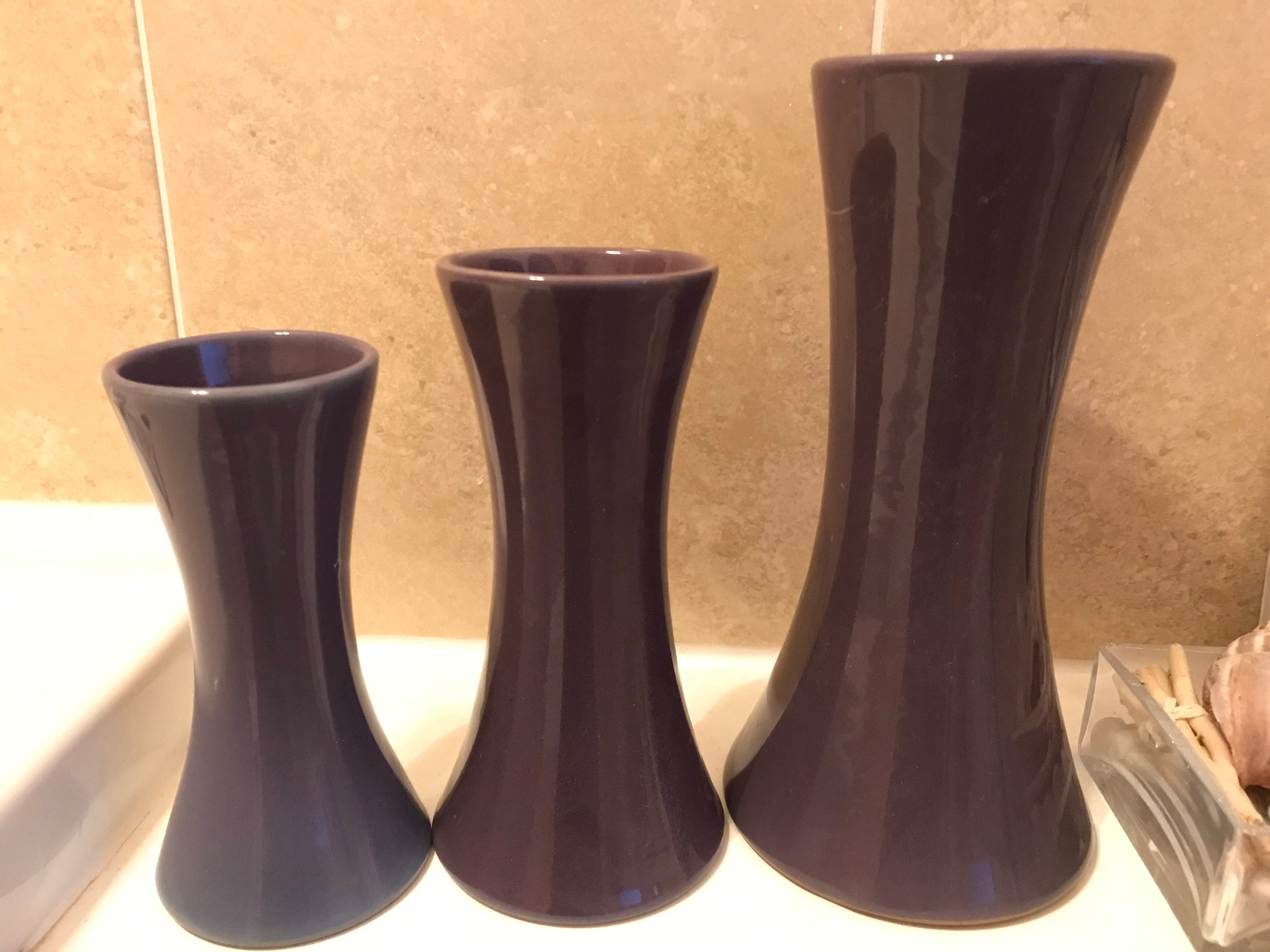 Bourne Denby Vases X 3 Purple Etsy