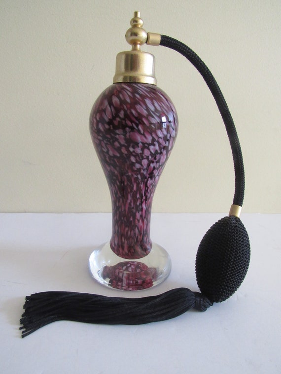 Art Glass Deep Purple Swirl Perfume Bottle - image 2