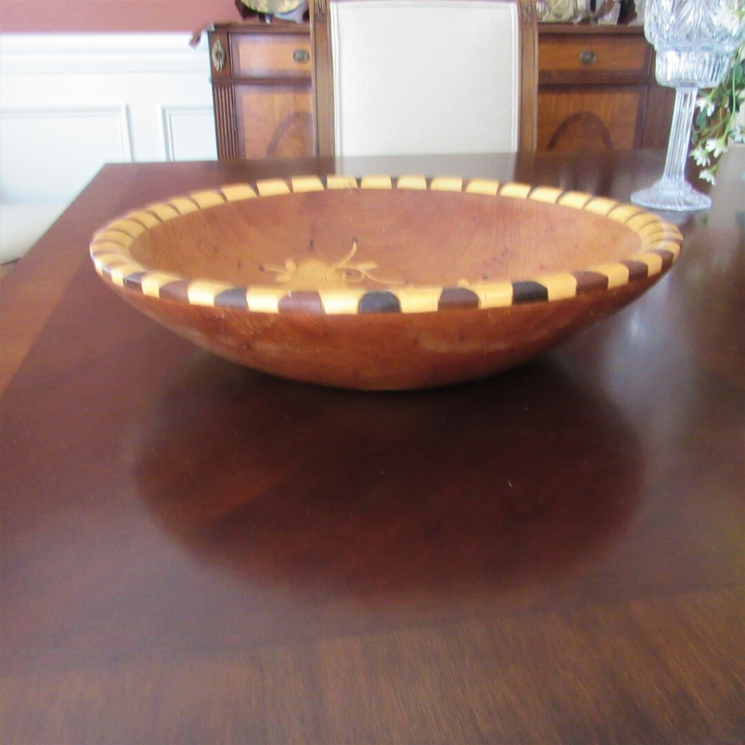 Large Wooden Decorative Hand Carved Salad Bowl Etsy 日本