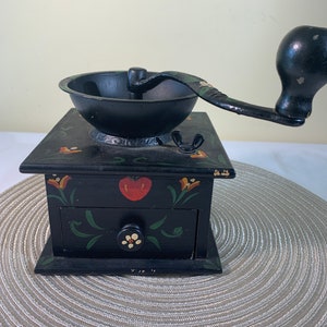 Hand Painted Wooden Coffee Grinder