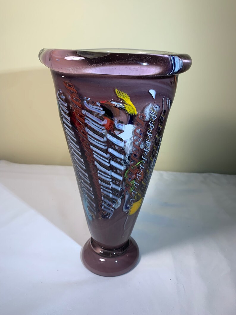 Hand Blown Multi Color Art Glass Vase Etsy