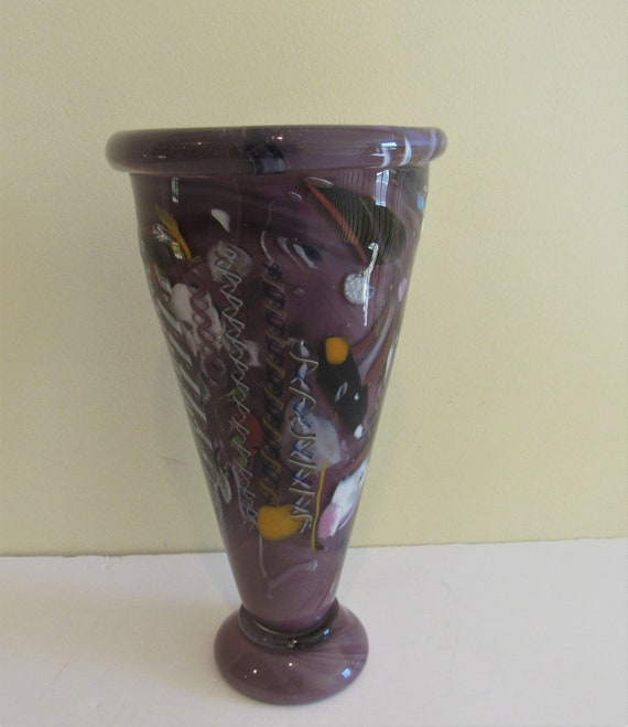 Hand Blown Multi Color Art Glass Vase Etsy