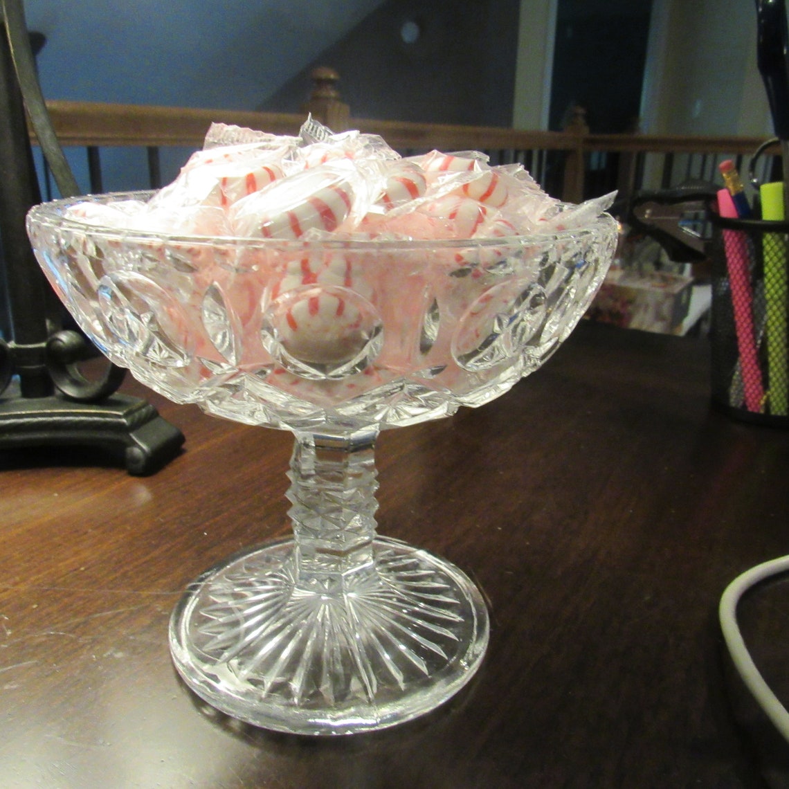Vintage Crystal Pedestal Candy Dish With Lid Etsy
