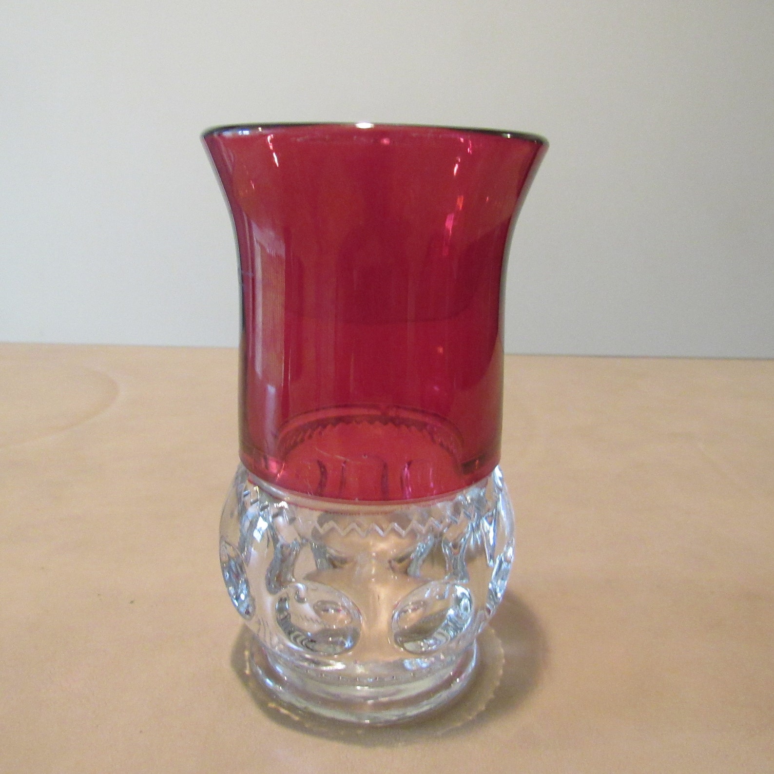Red and Crystal Small Vase Etsy