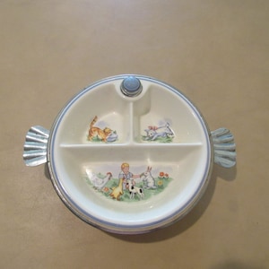 Piatto per bambini in bachelite di porcellana Bartsch del 1944