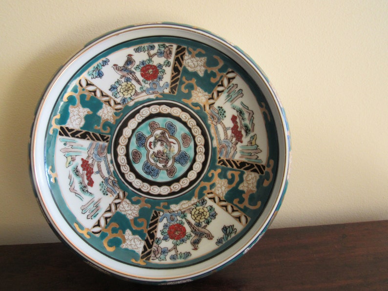 Gold Imari Hand Painted Porcelain Enamel Green and White Bowl | Etsy