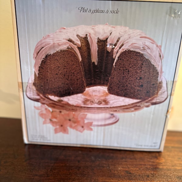 Pink Depression Cake Plate with Pedestal