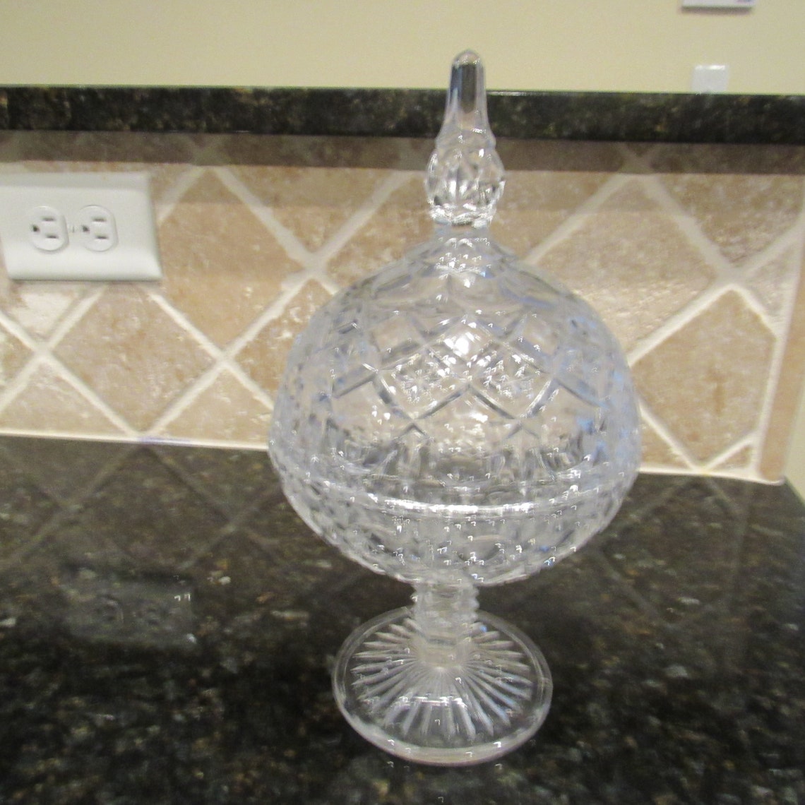 Vintage Crystal Pedestal Candy Dish With Lid Etsy UK