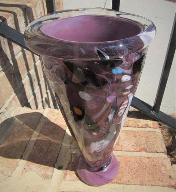 Hand Blown Multi Color Art Glass Vase Etsy