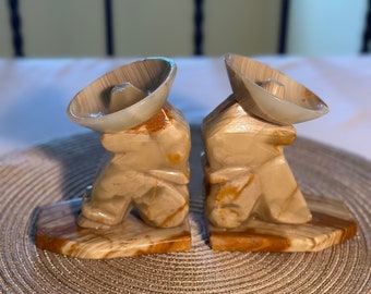 Vintage Alabaster Sleeping Sombreros Book Ends