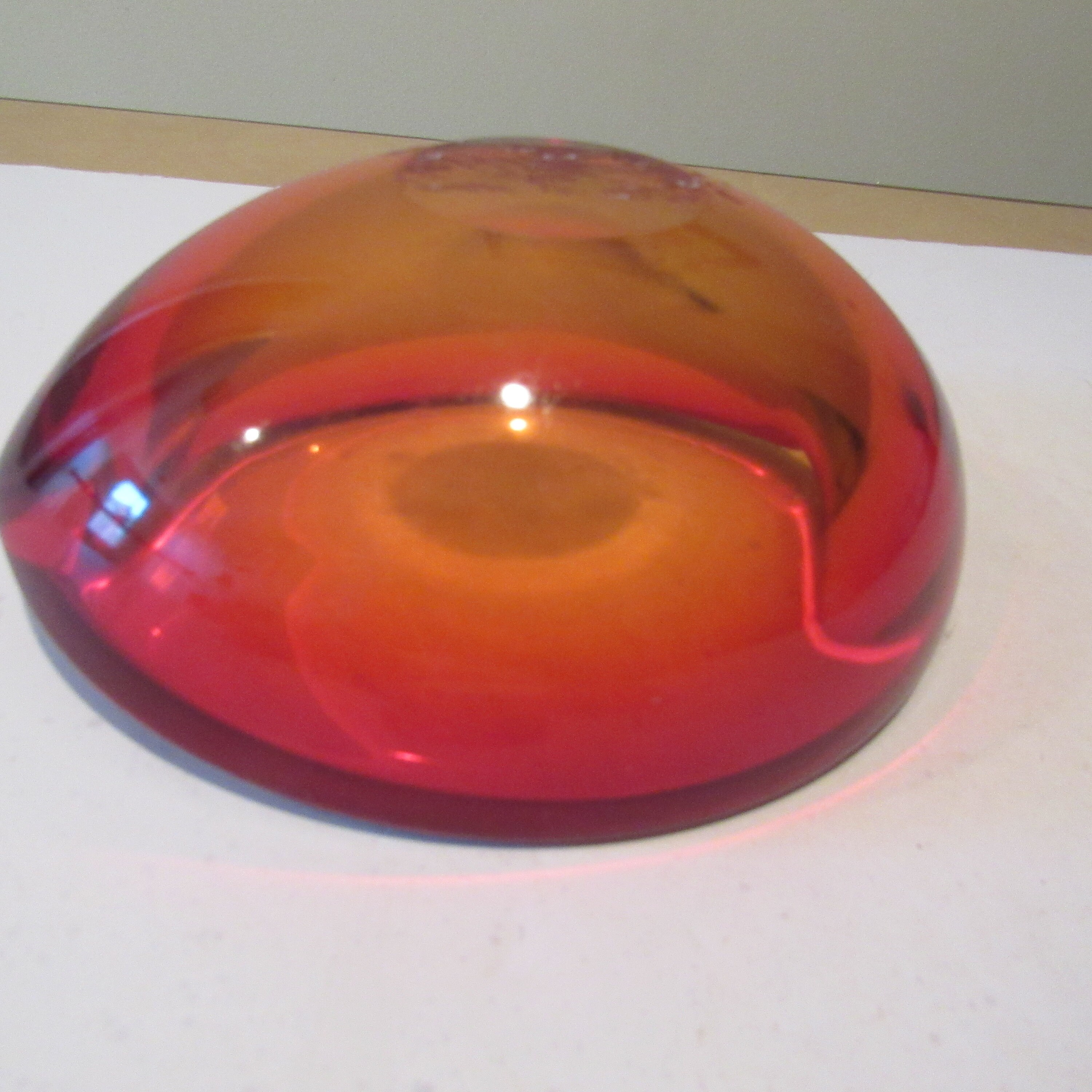 Reddish Orange Art Glass Ashtray Etsy