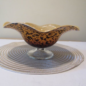 Vintage Black and Amber Abstract Pattern Bowl