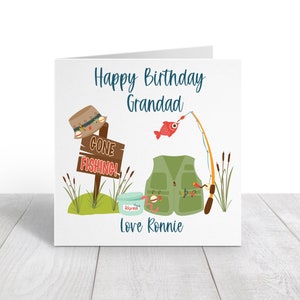 Personalised Grandad Birthday Card, Grandpa, Granch, Papa, Grandparent, Dad, Fishing, Fishing Hobby, Fishing Lover, 50th, 60th, 70th