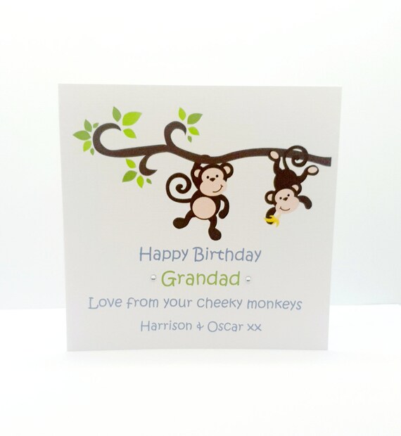 Download Personalised Grandad Birthday Card Monkey Birthday Card Dad Etsy
