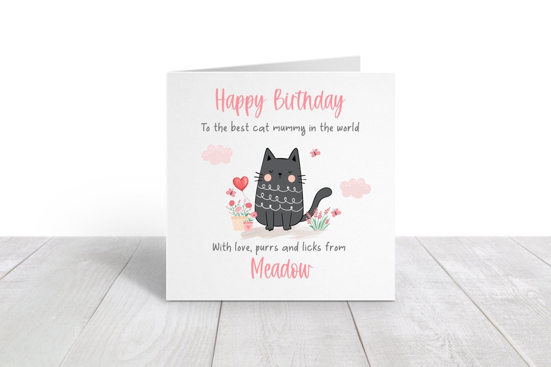 Personalised Mum Birthday Card From the Cat, Worlds Best Cat Mum Card ...