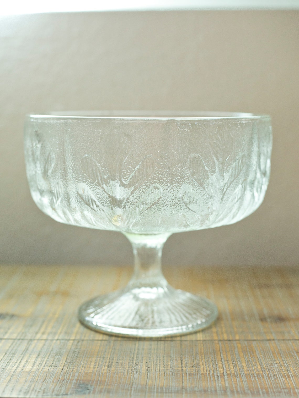 Vintage Clear Glass Compote/Dish Oak Leaf Pattern by FTD 1975 Etsy