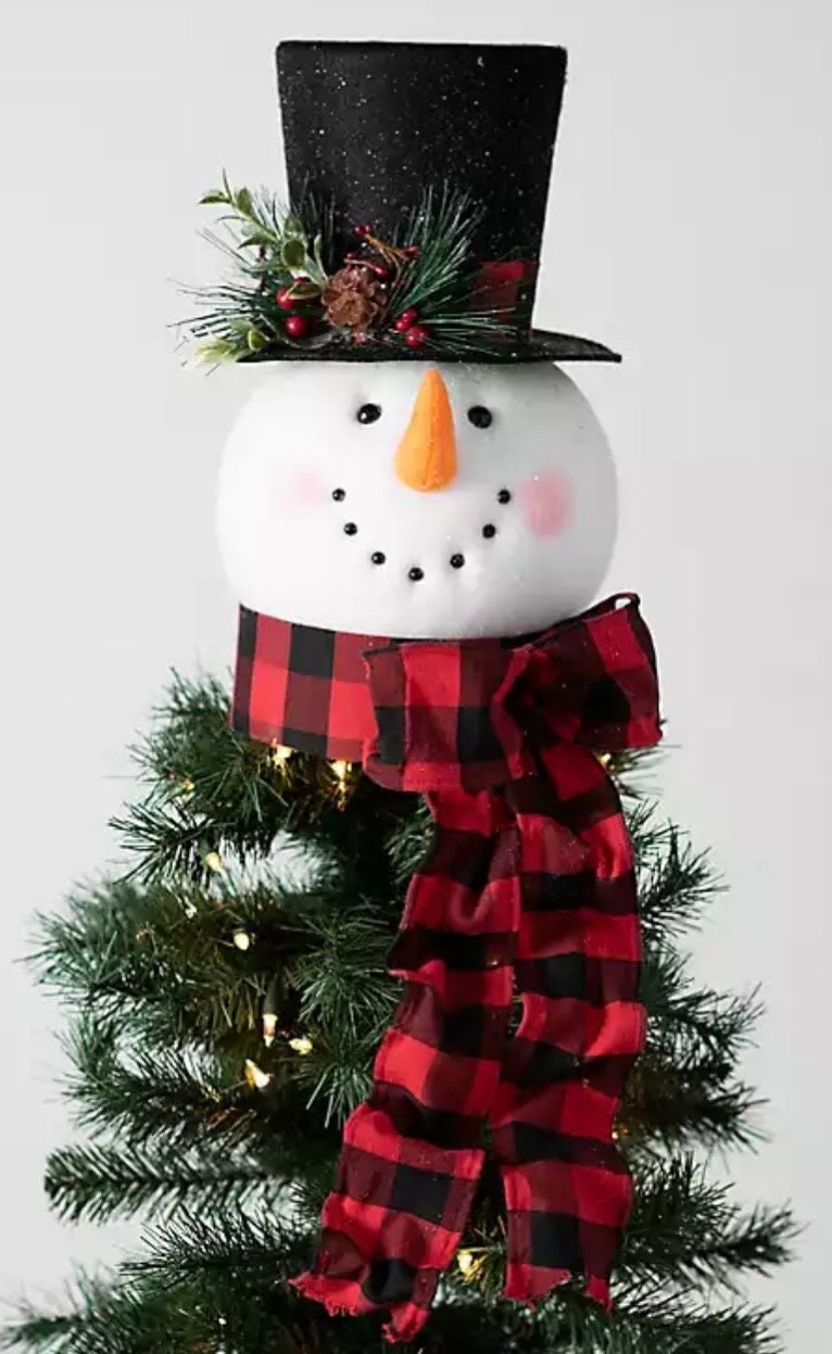 Whimsical Snowman Tree Topper Pick, Snowman Christmas Tree Topper, Snowman  Glitter Spray Decoration 