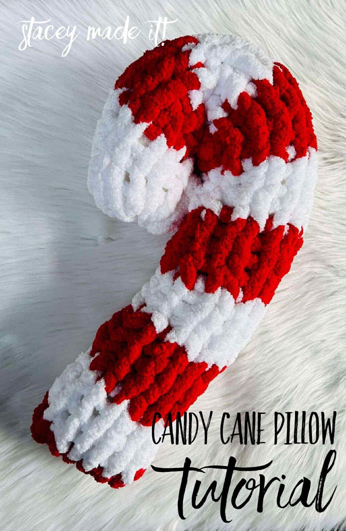 Chunky Yarn Finger Knitting Candy Cane Pillow Tutorial (digital File ...