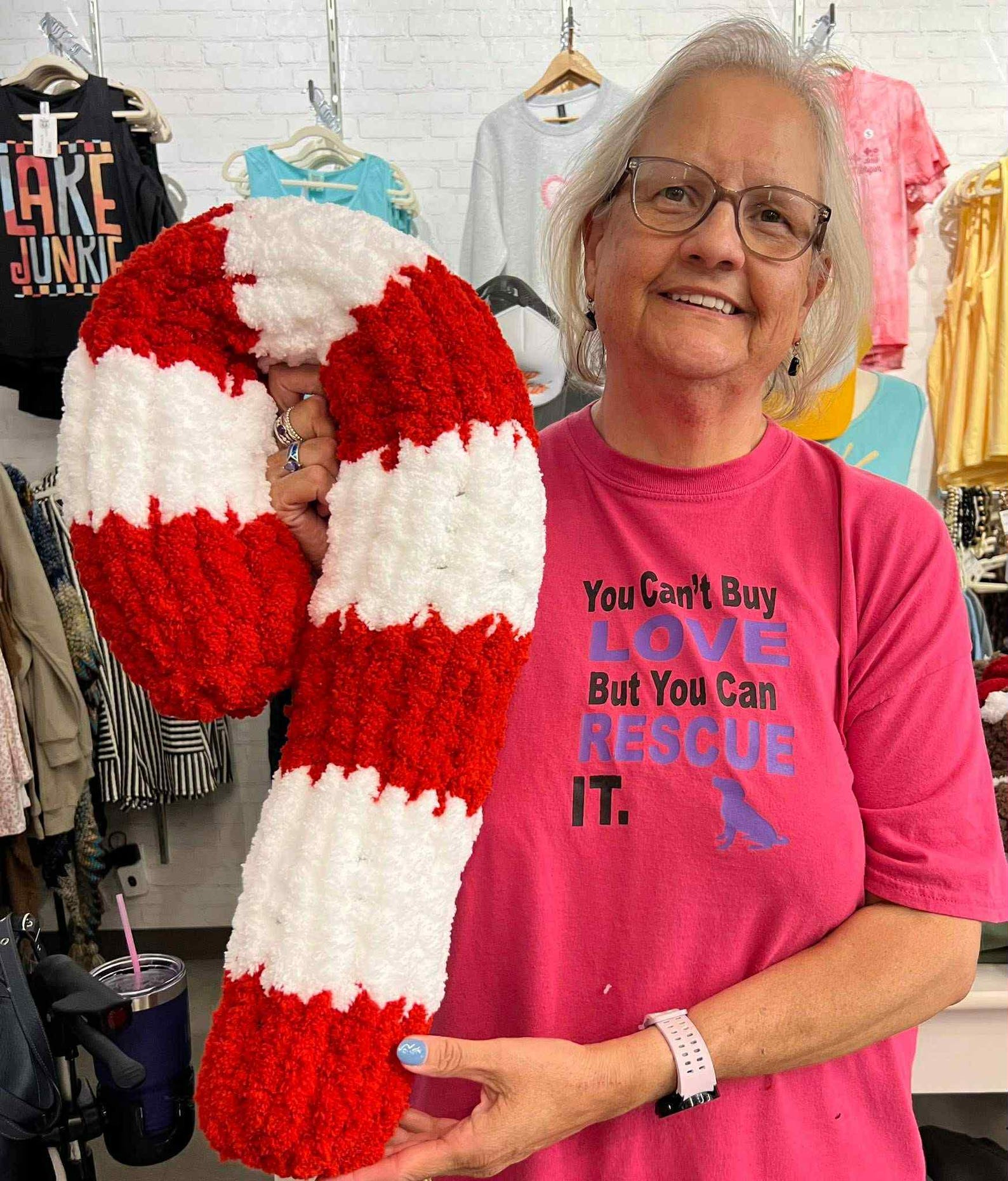 Chunky Yarn Finger Knitting Candy Cane Pillow Tutorial (digital File ...