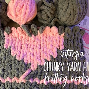 Finger-Strick-Intarsia-Tutorial für Chunky Yarn - Einfache Video-Anleitung zum Hinzufügen von Wörtern und Bildern zu Ihren Projekten