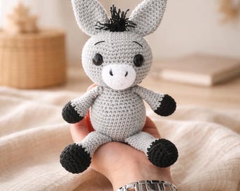 Crochet amigurumi, crochet donkey instructions, crochet donkey, easy crochet donkey, crochet donkey for beginners, crochet animals amigurumi, crochet donkey