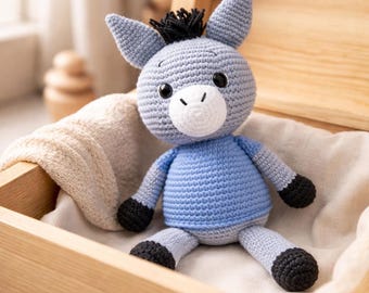 Crochet amigurumi, crochet donkey instructions, crochet donkey, easy crochet donkey, crochet donkey for beginners, crochet animals amigurumi, crochet donkey